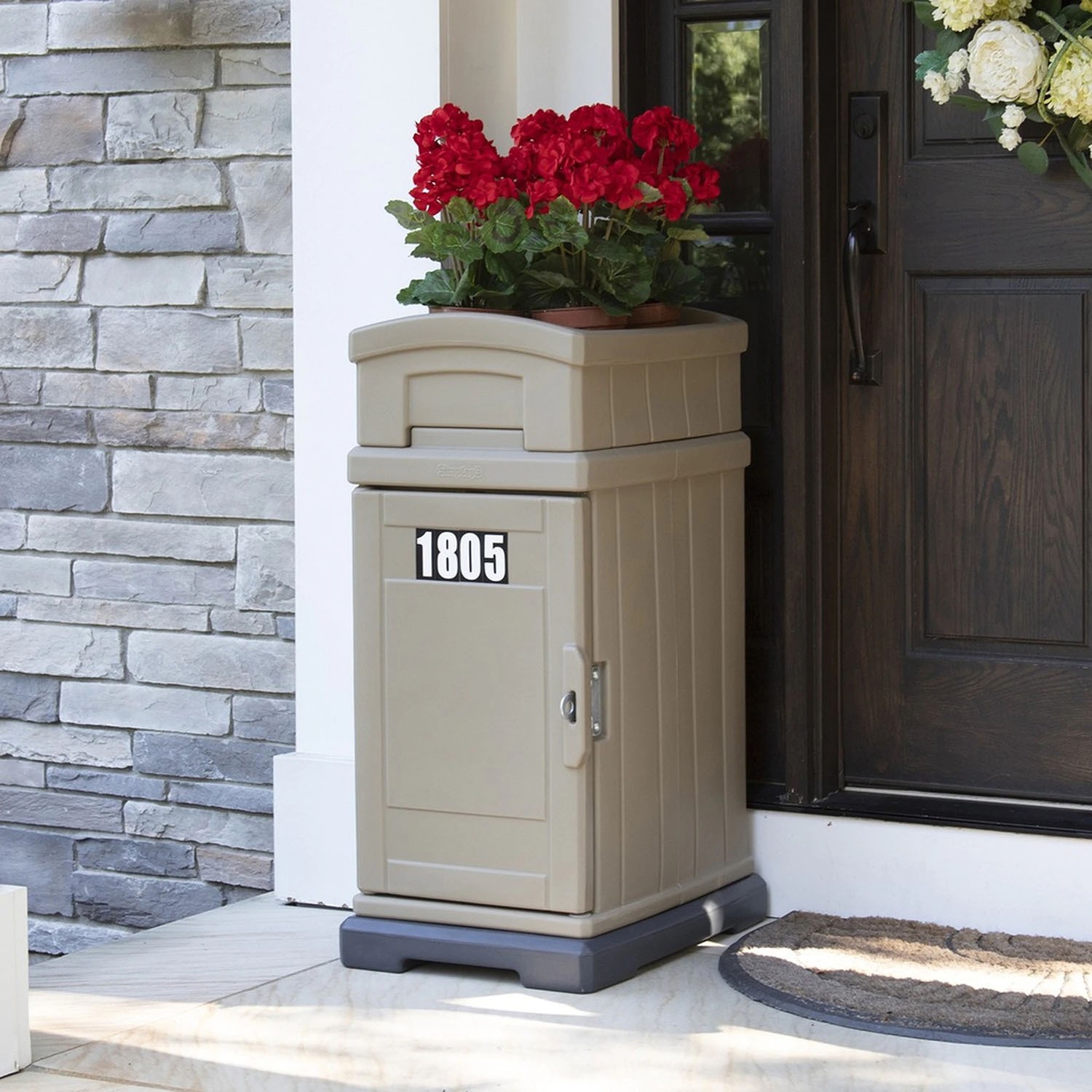 Tan Plastic Storage Delivery Column Box