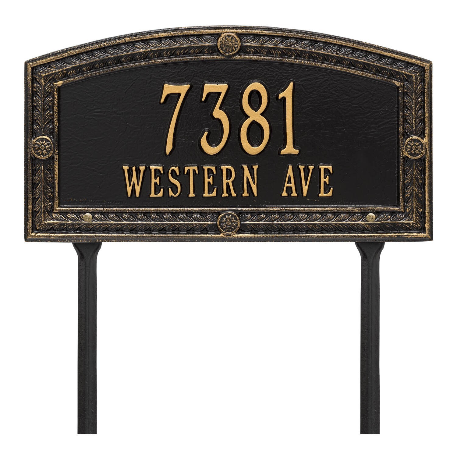 Two Line Black And Gold Lawn Adress Sign