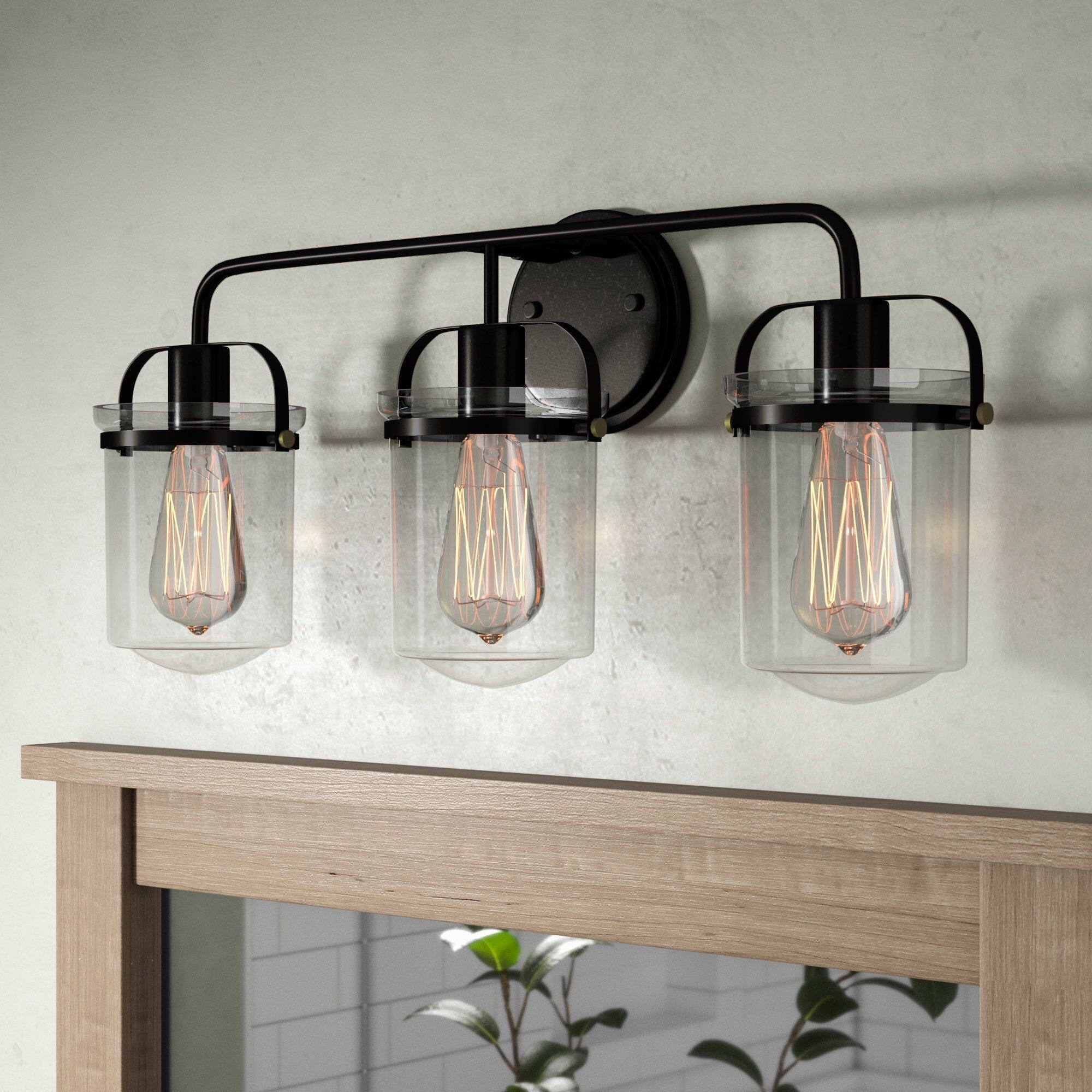 3 Clear Glass Modern Bathroom Light 