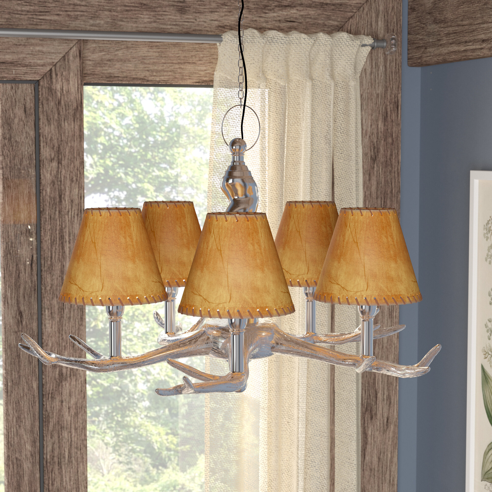 5" H Faux leather Empire Lamp Shade ( Clip On ) in Brown