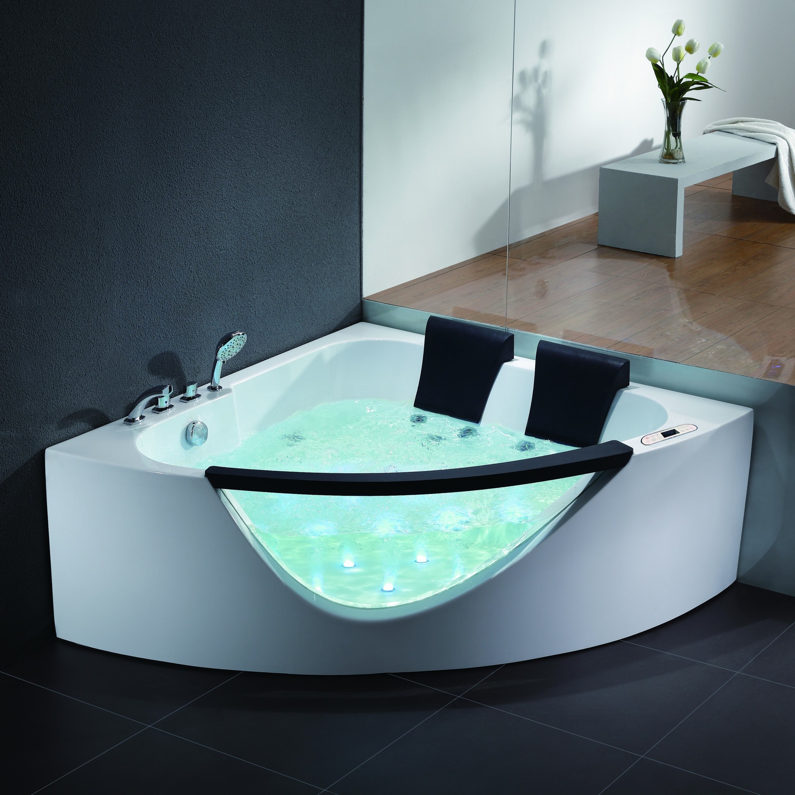 60.63" x 60.63" Corner Whirlpool Bathtub