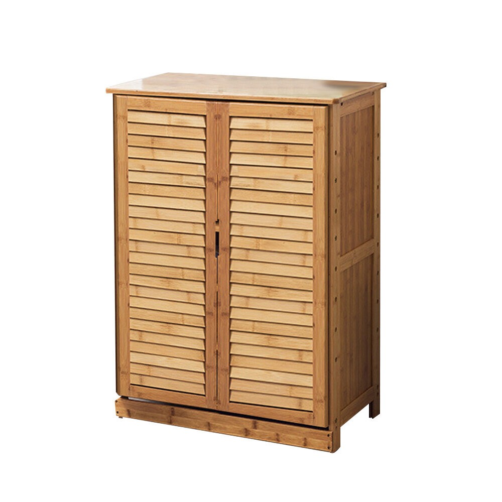 Bamboo Louvered Door Shoe Storage Cabinet