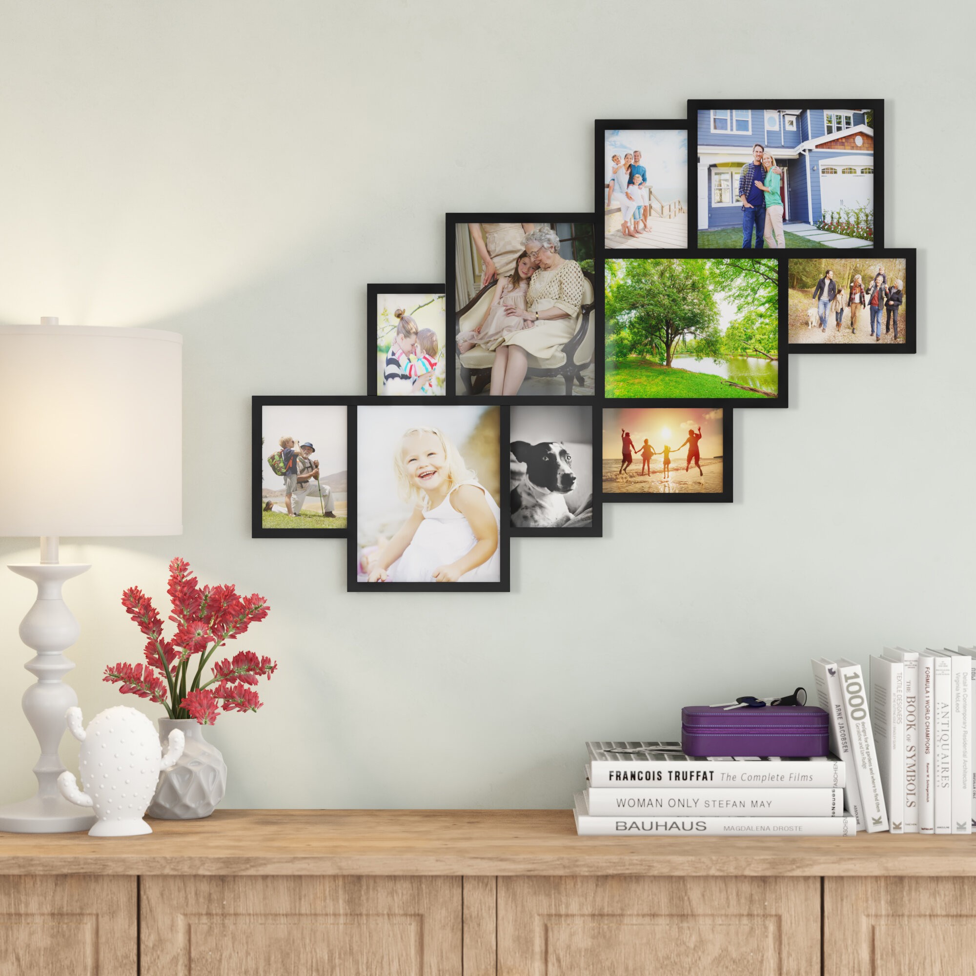 Barcenas 10 Opening Wood Photo Collage Wall Hanging Picture Frame