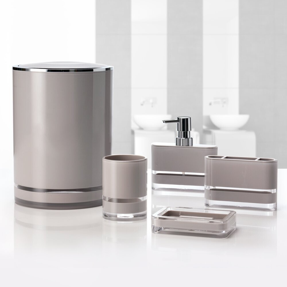 Beige Soap and Toothbrush 5 Piece Holder Set