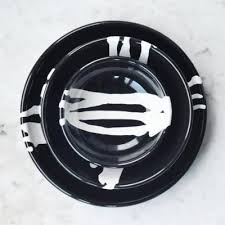 Black and White Enamelware Dinner Plate