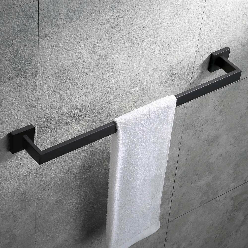 Black Modern Steel Wall Mounted Towel Bar