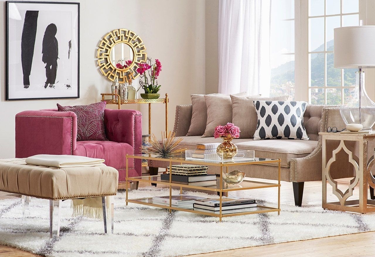 Brown and Pink Living Room