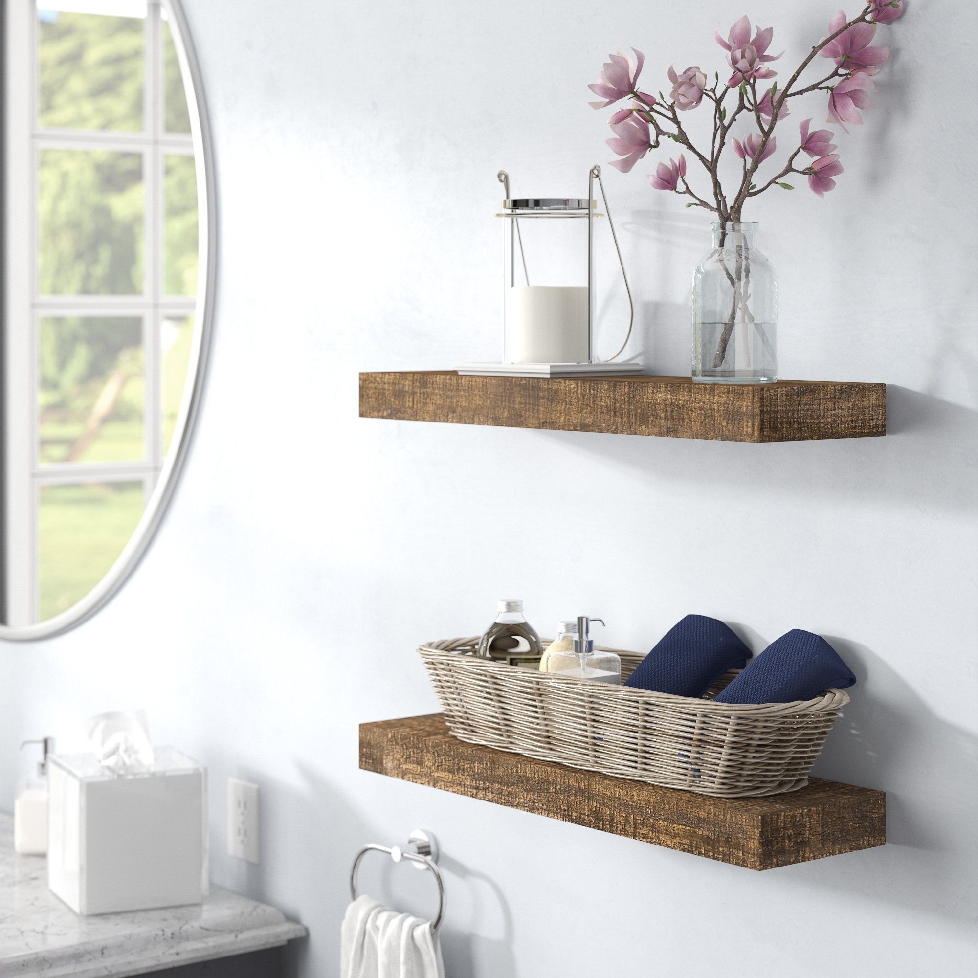 Brown Elegant Solid Wood Floating Shelf