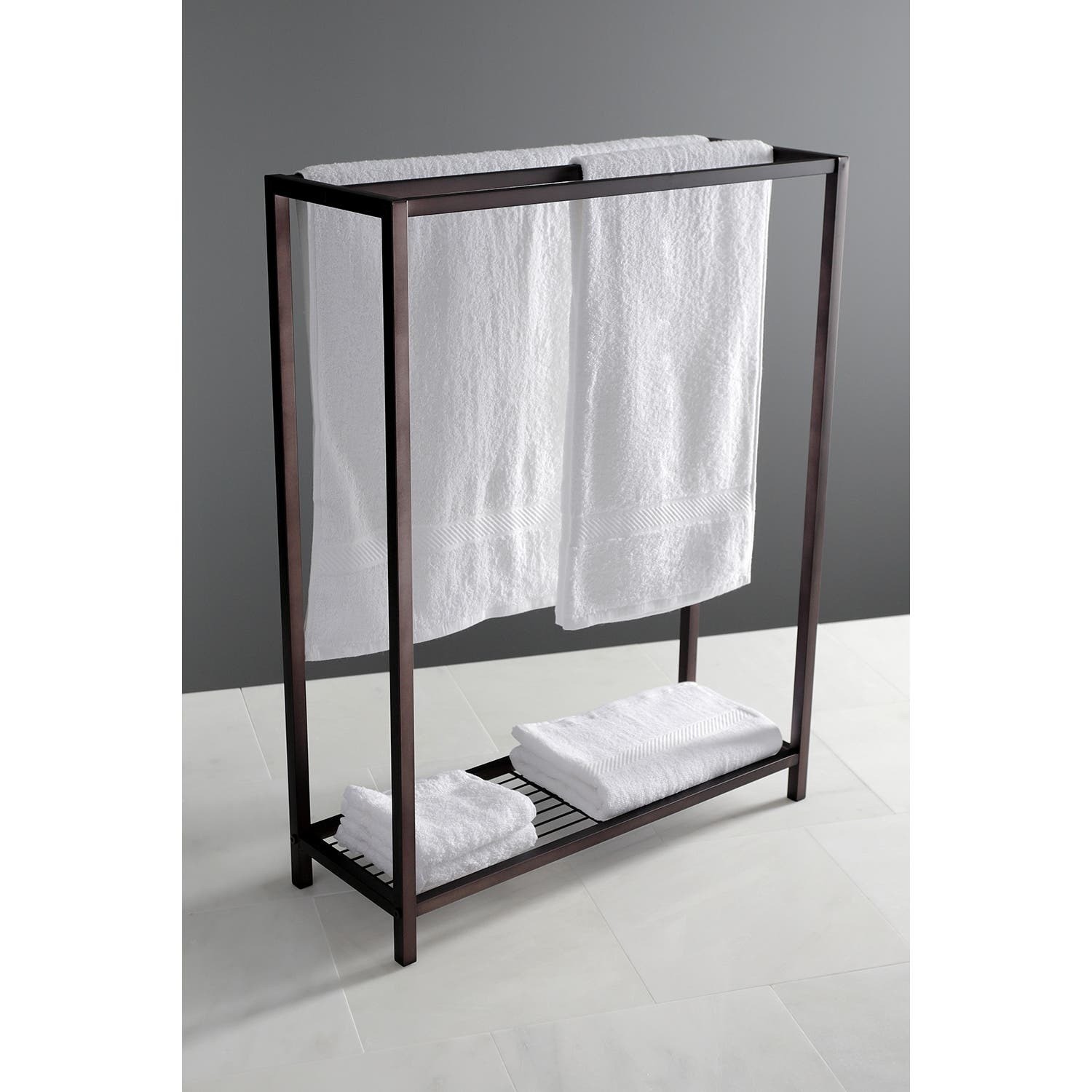 Brown Metal Free Standing Towel Rack