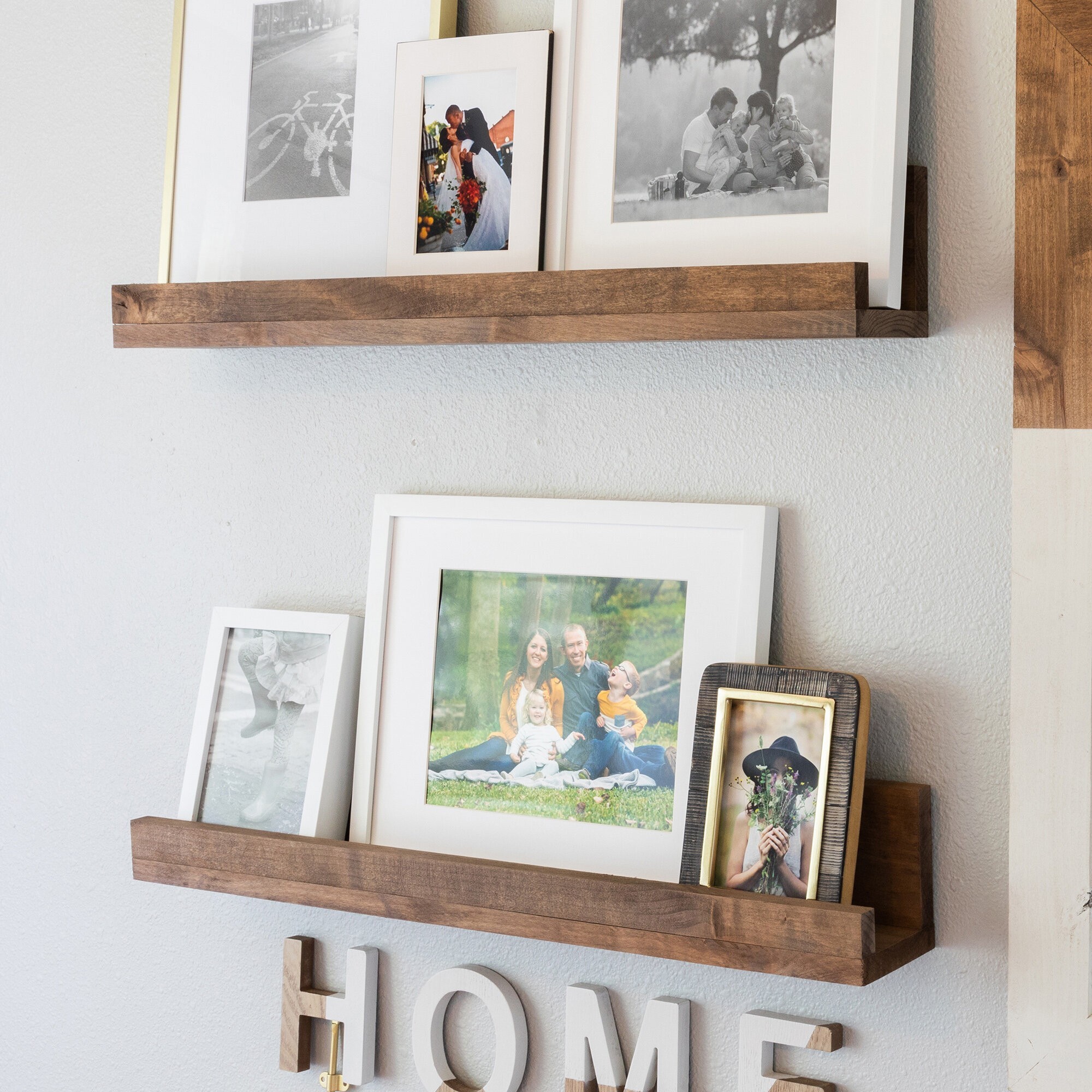 Brown Solid Wood Display Wall Shelf