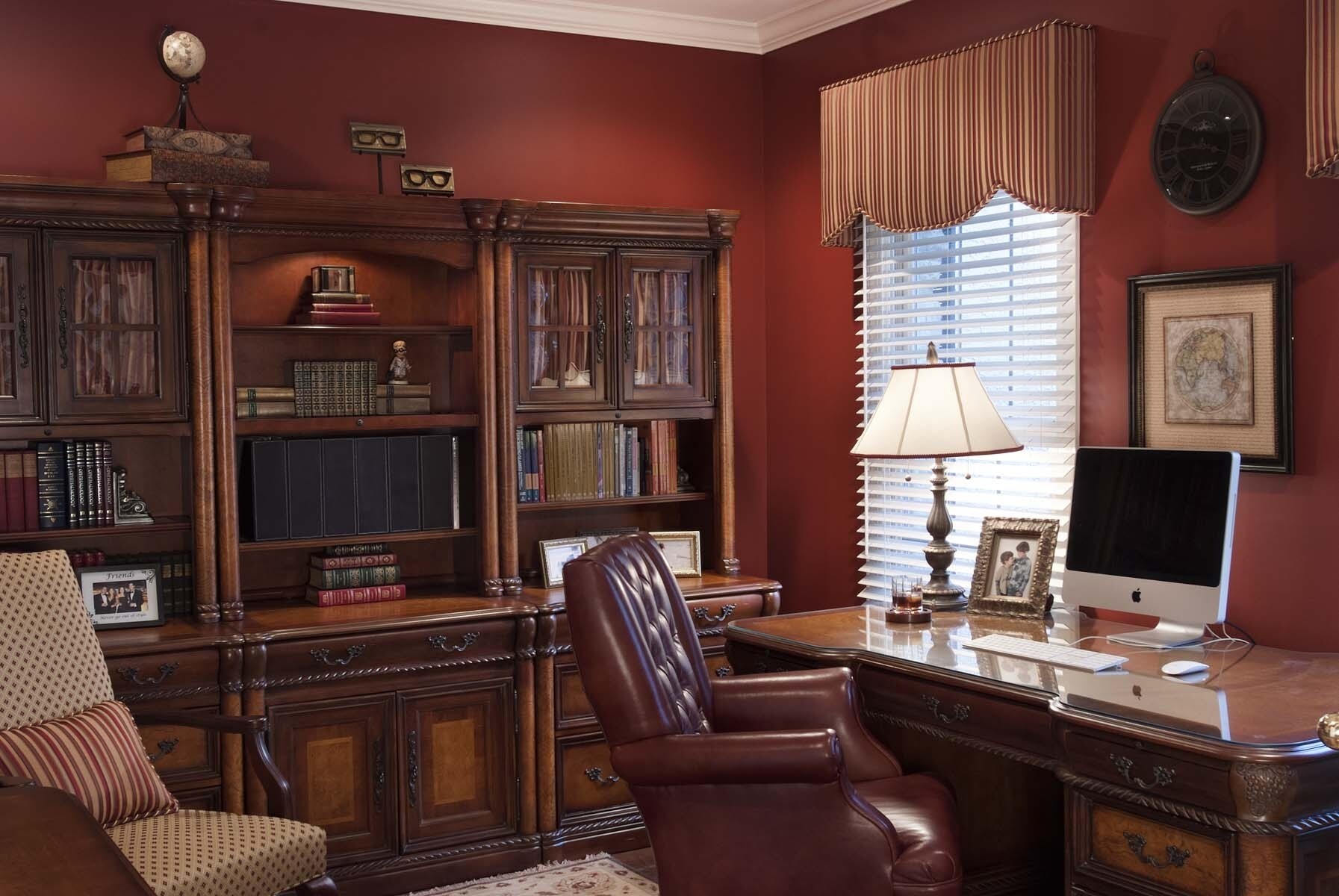 Burgundy and Brown Office Design