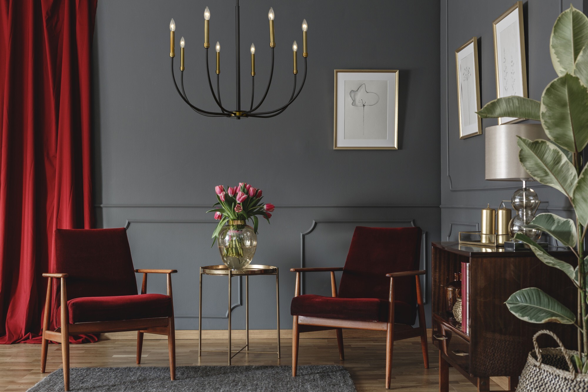 Burgundy and Gray Room Design