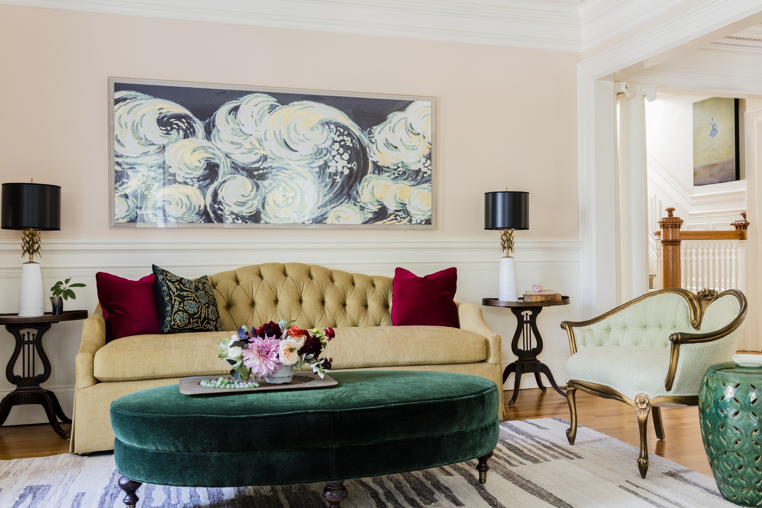 Burgundy and Green Interior Design