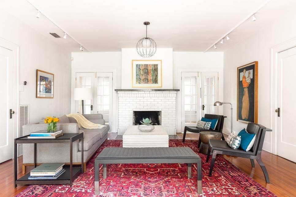 Burgundy and White Living Room Details