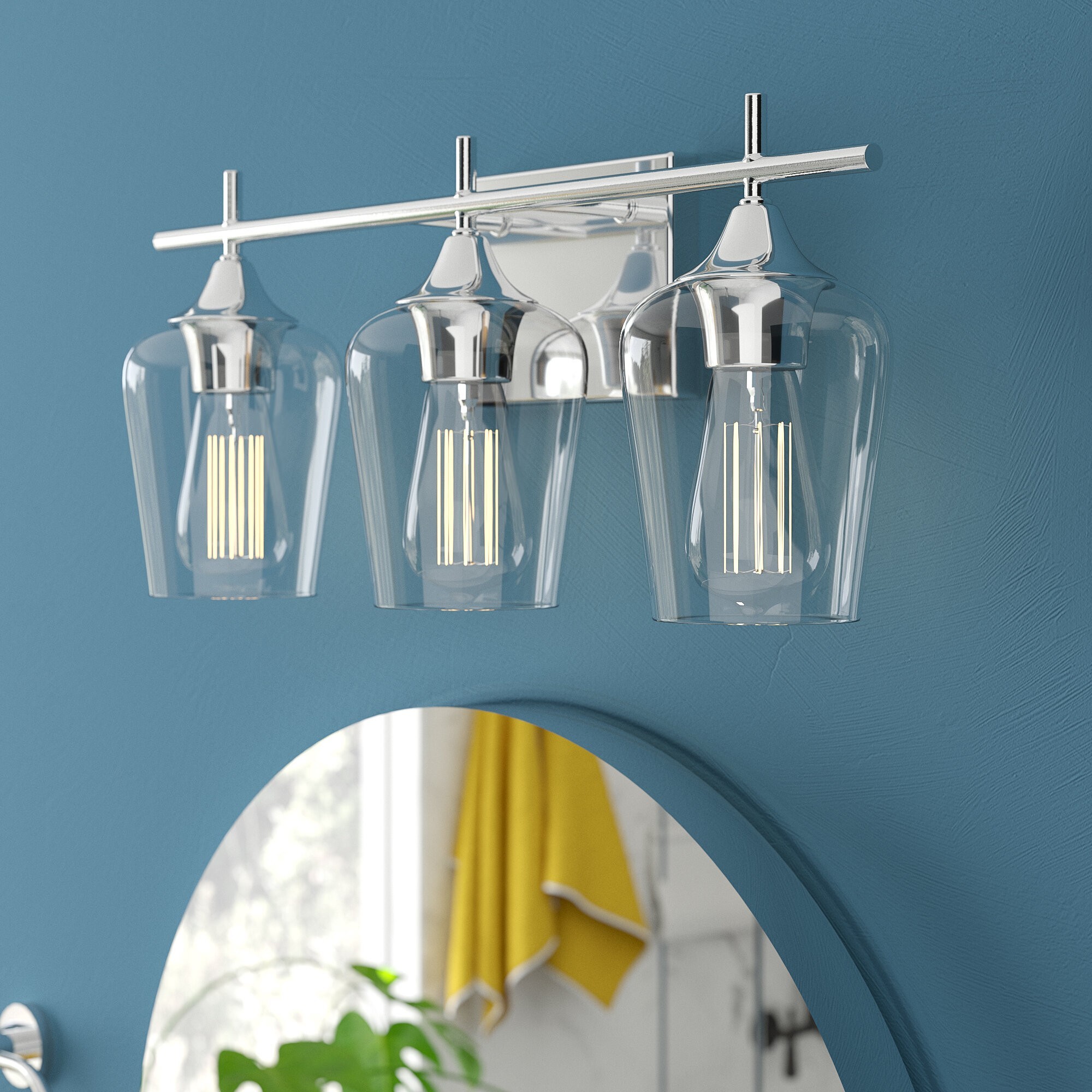 Clear Glass with Silver Touch Bathroom Light