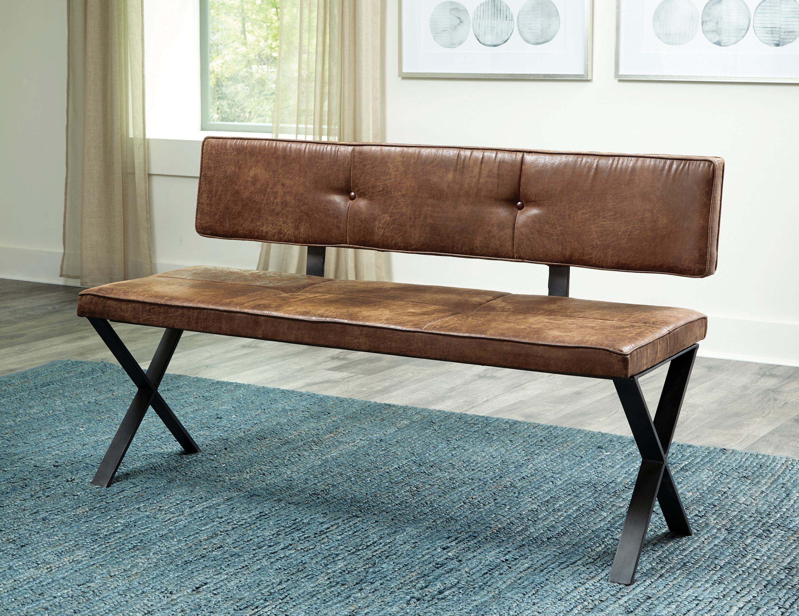 ConCo Dining Bench Vintage Brown And Dark Gunmetal