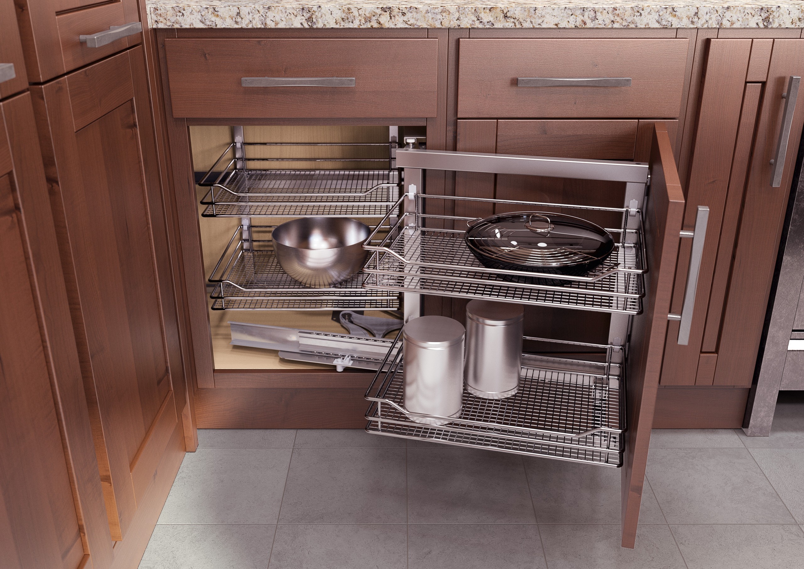 Corner Cabinet with Wire Shelving