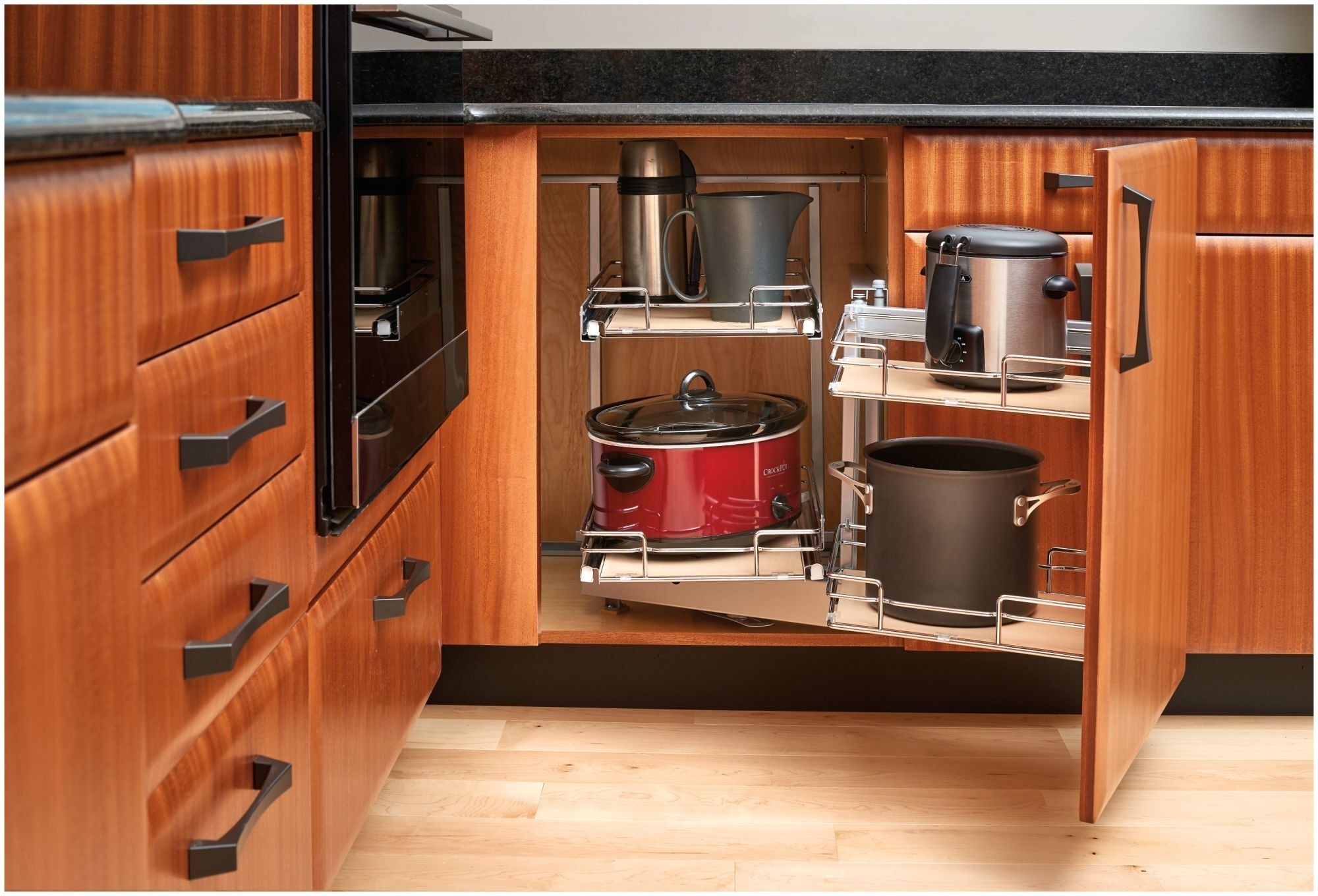 Corner Cabinets with Pots Racks