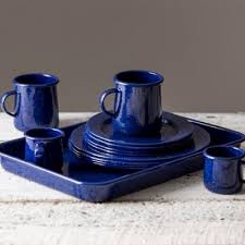 Dark Blue Enamelware Dinner Plate