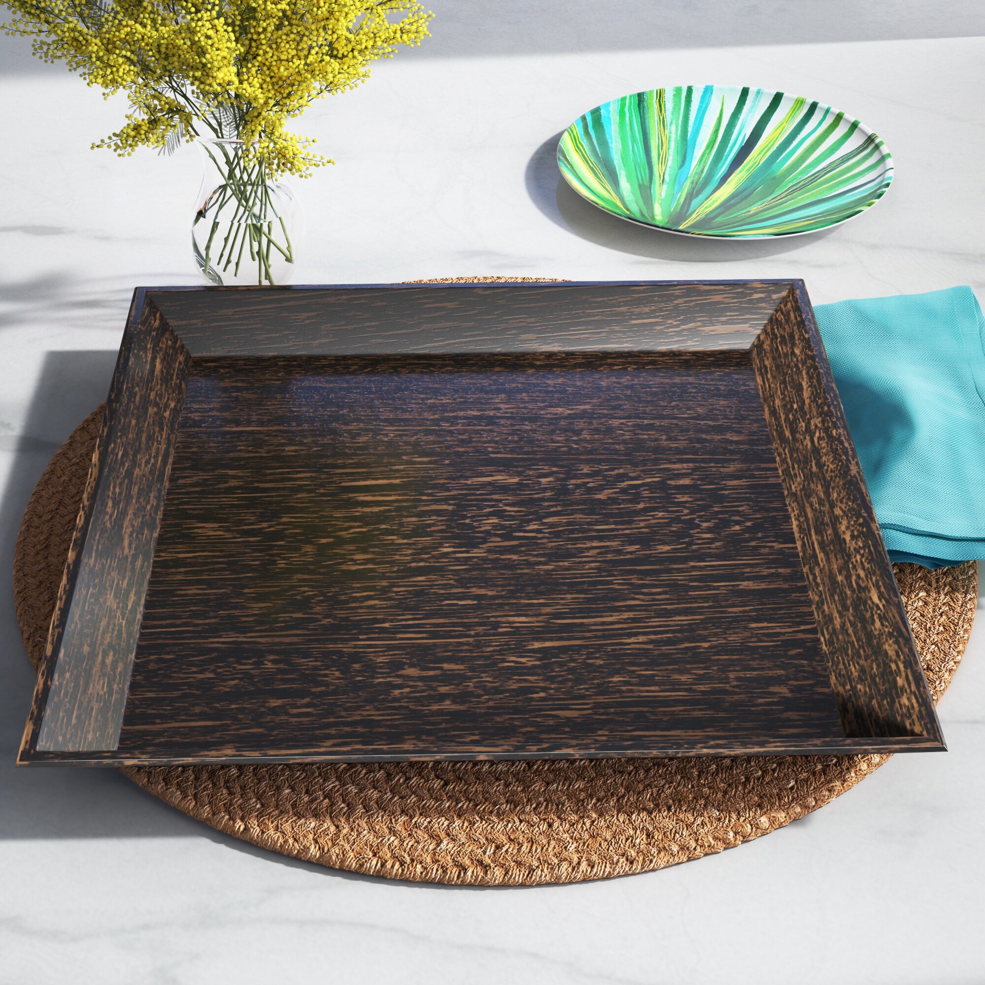 Dark Brown Wood Dinner Plate