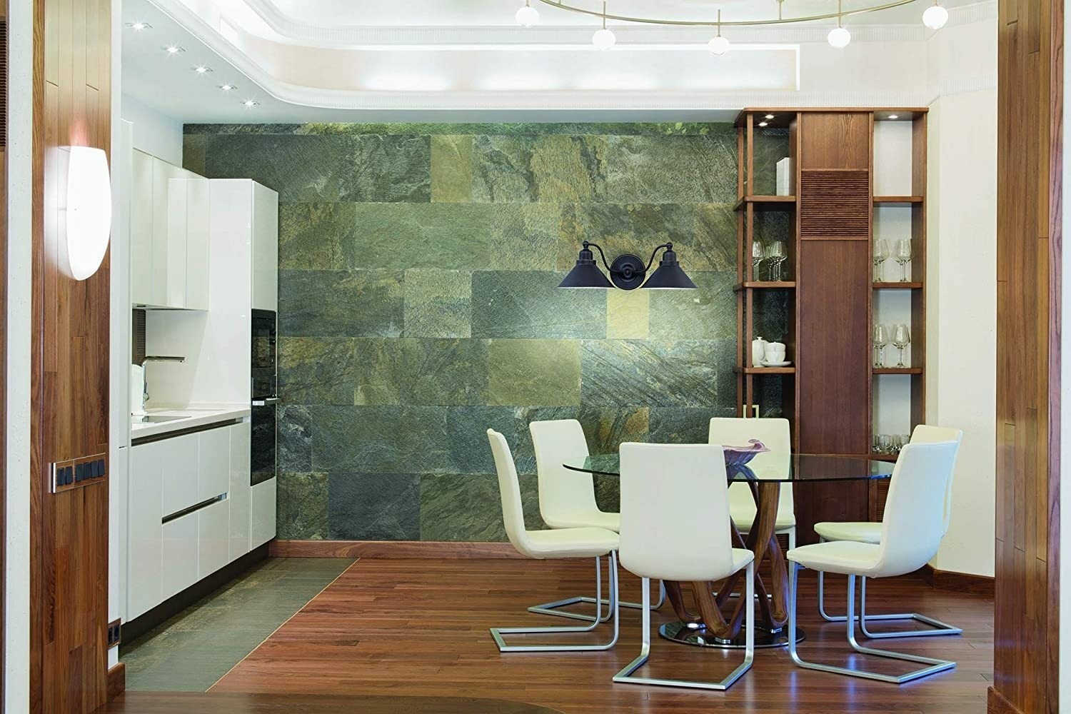 Dining Room With Round Glass Table