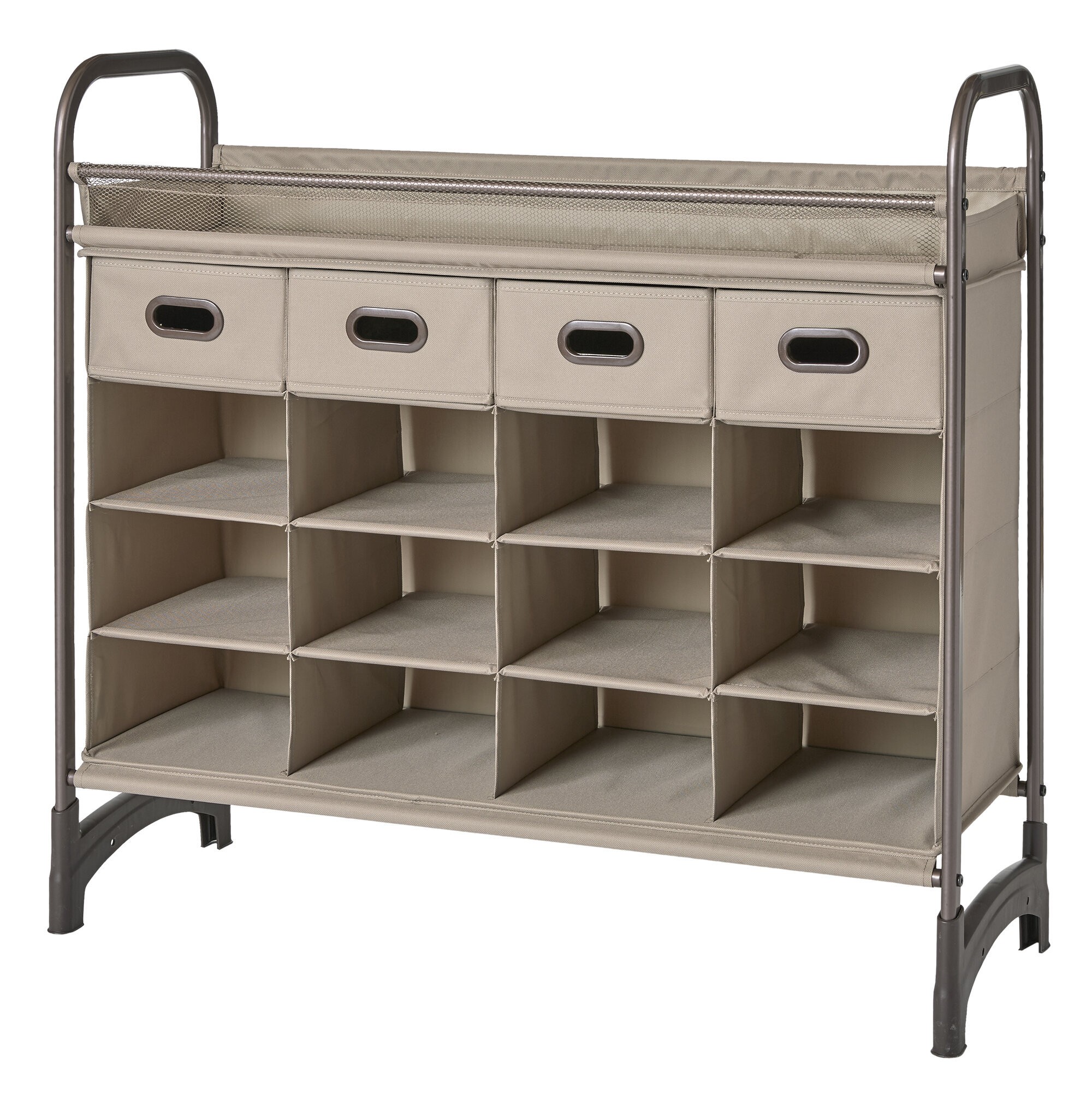 Fabric And Metal Stackable Shoe Storage Cabinet