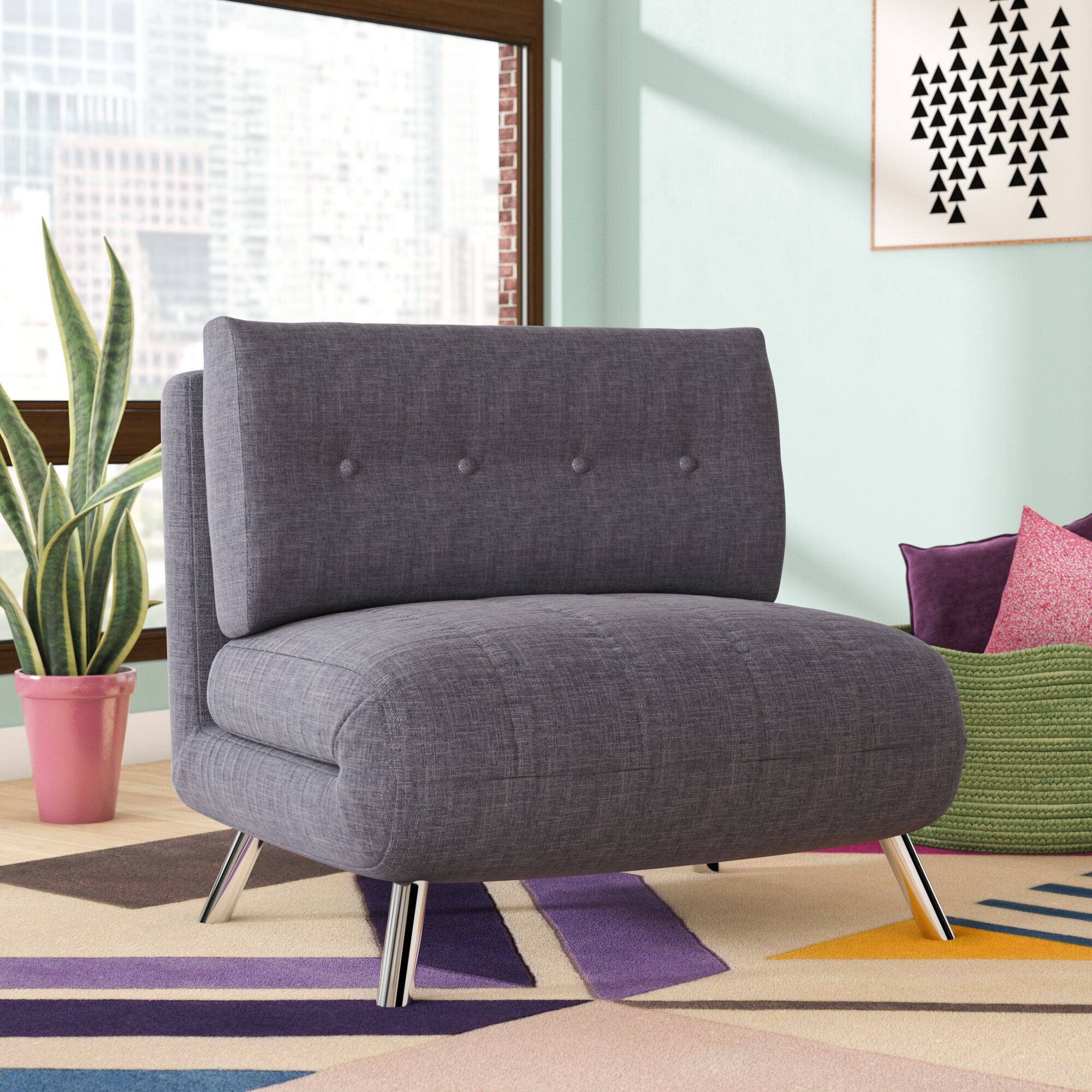 Fold-out Sleeper Chair in Grey