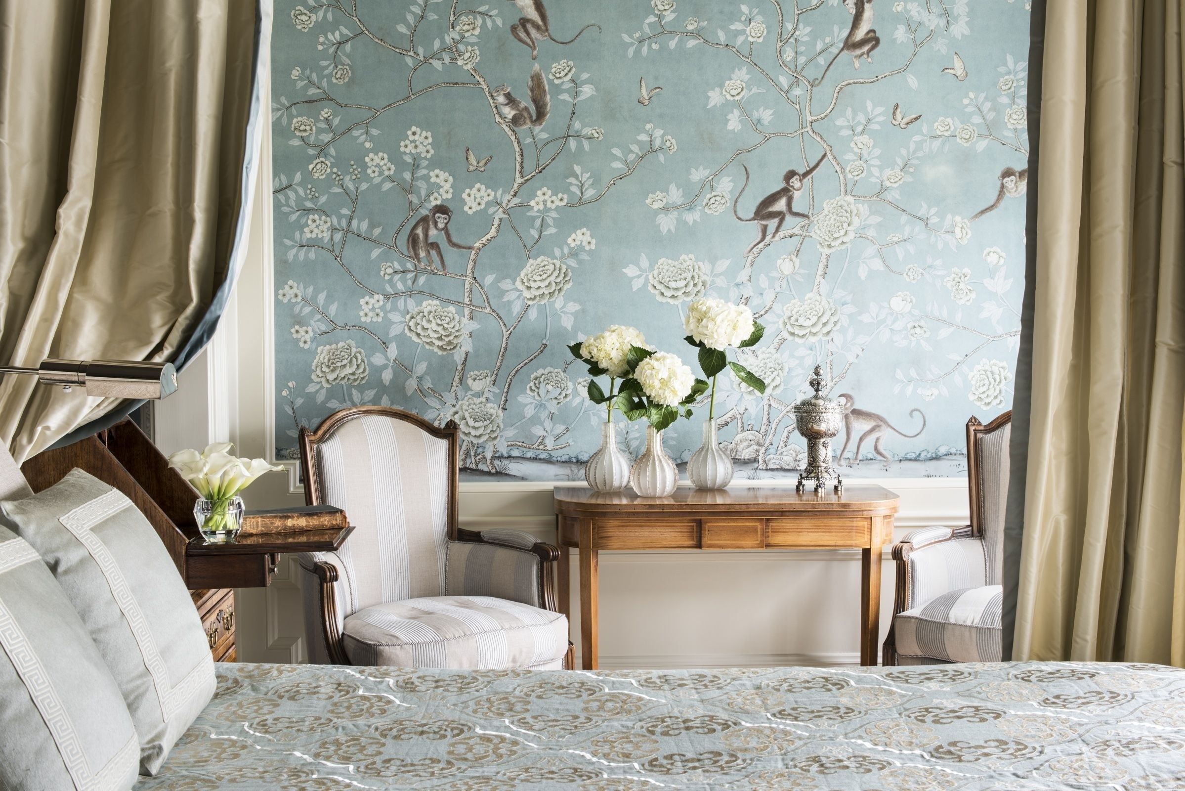 Gold and Aqua Blue Bedroom Design
