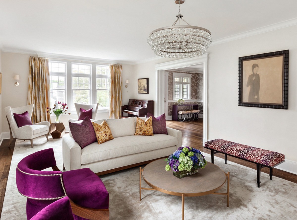 Gold and Purple Living Room Details