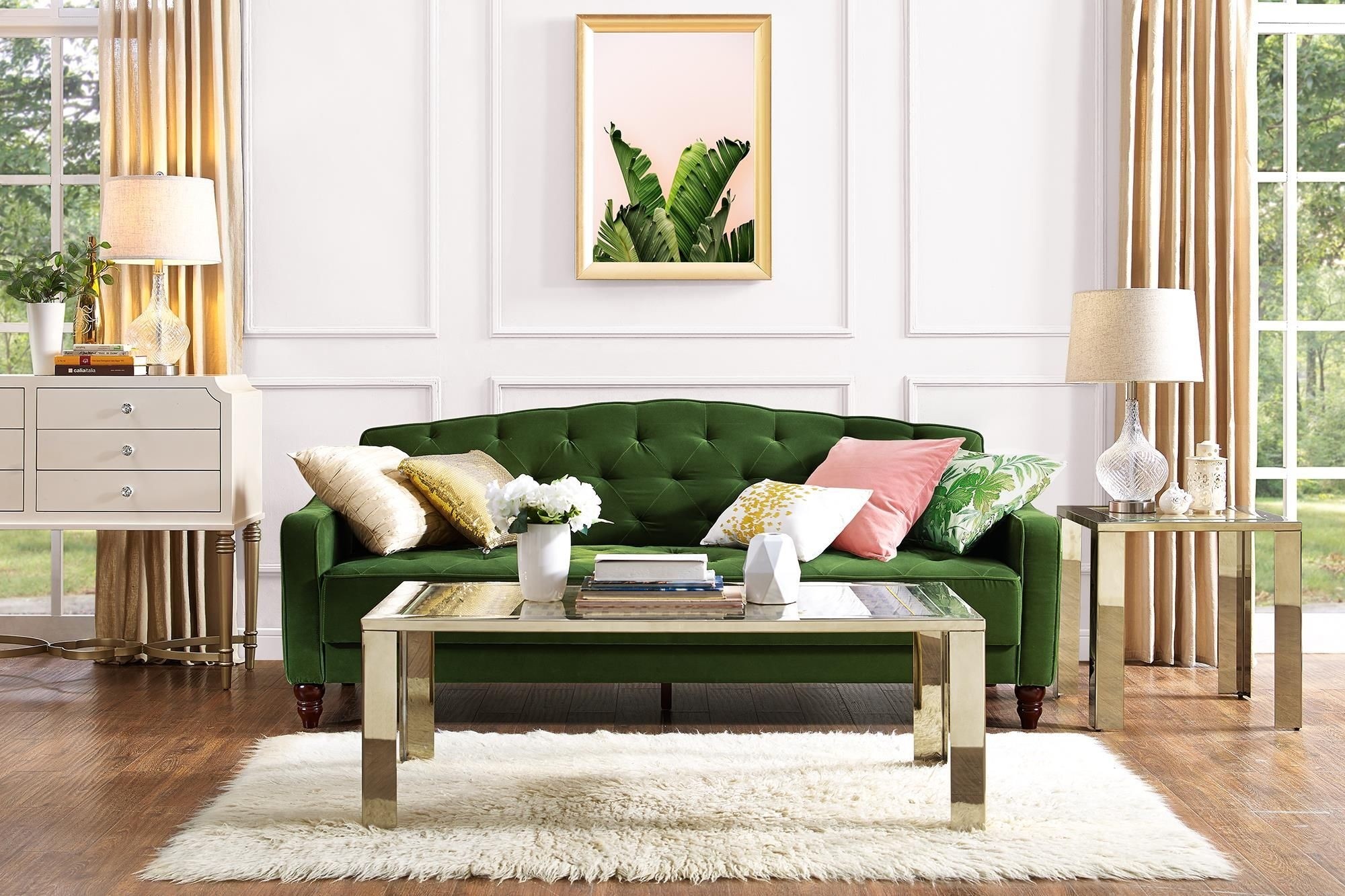 Gold nad Green Living Room Design