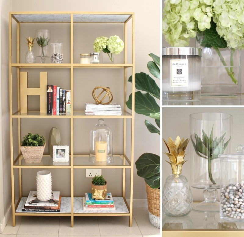 Golden Elegant Metal Glass Display Shelf
