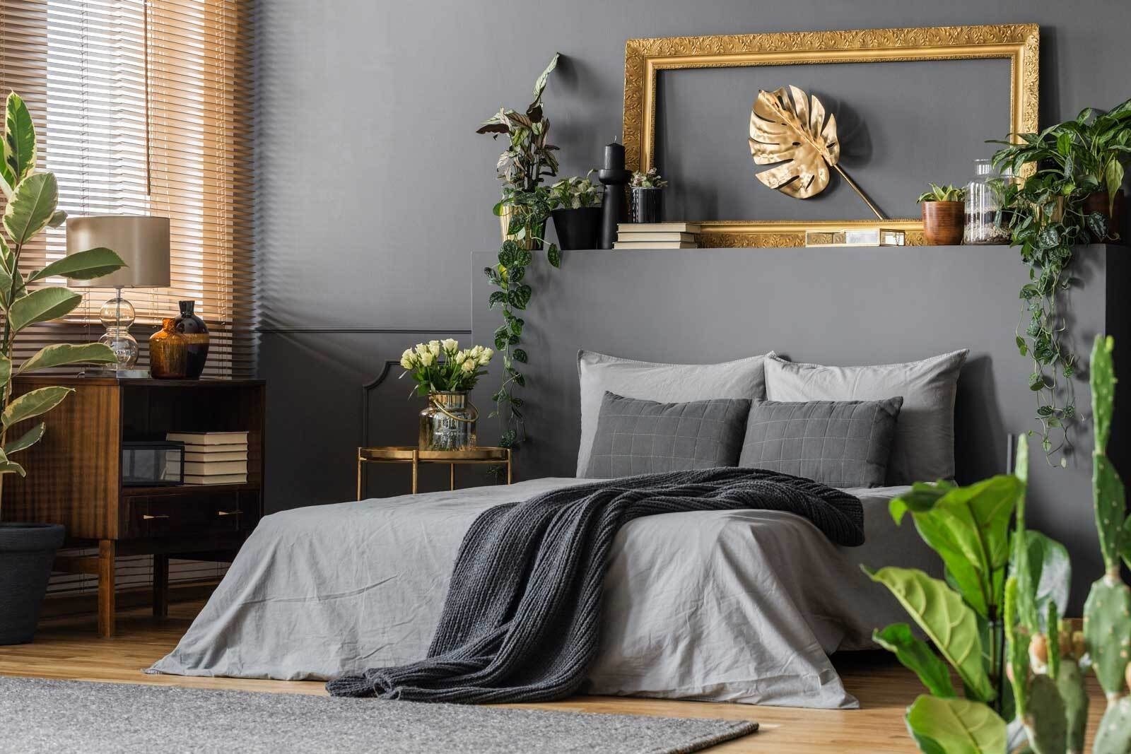 Gray and Gold Bedroom Details