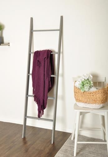 Gray Traditional Solid Wood Towel Ladder
