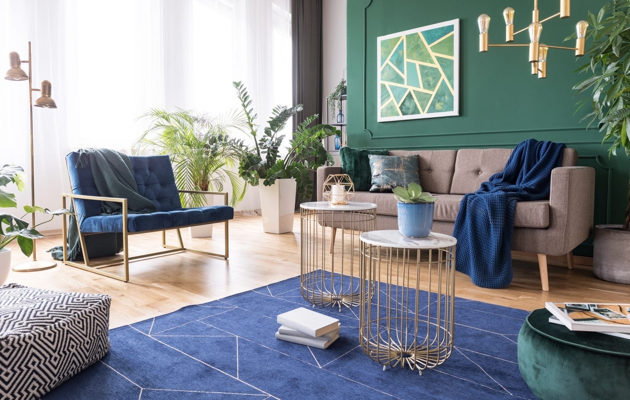 Green and Blue Living Room Design