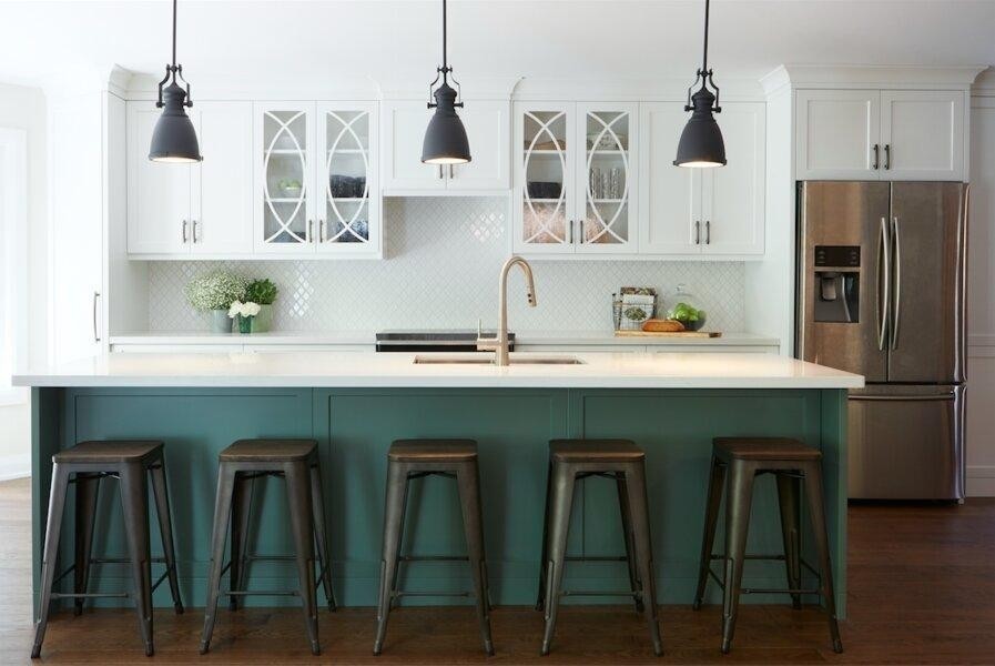 Industrial Kitchen in Teal and White