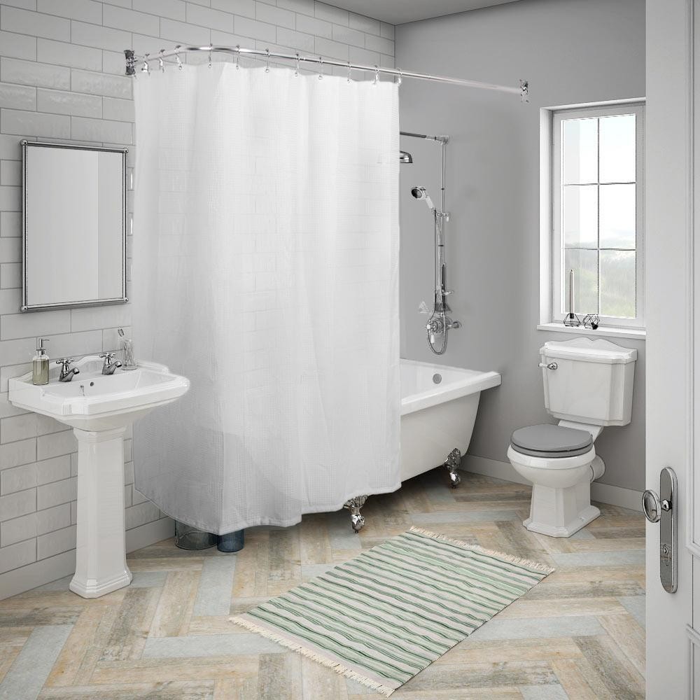 L Shaped Fixed Shower Curtain Rod