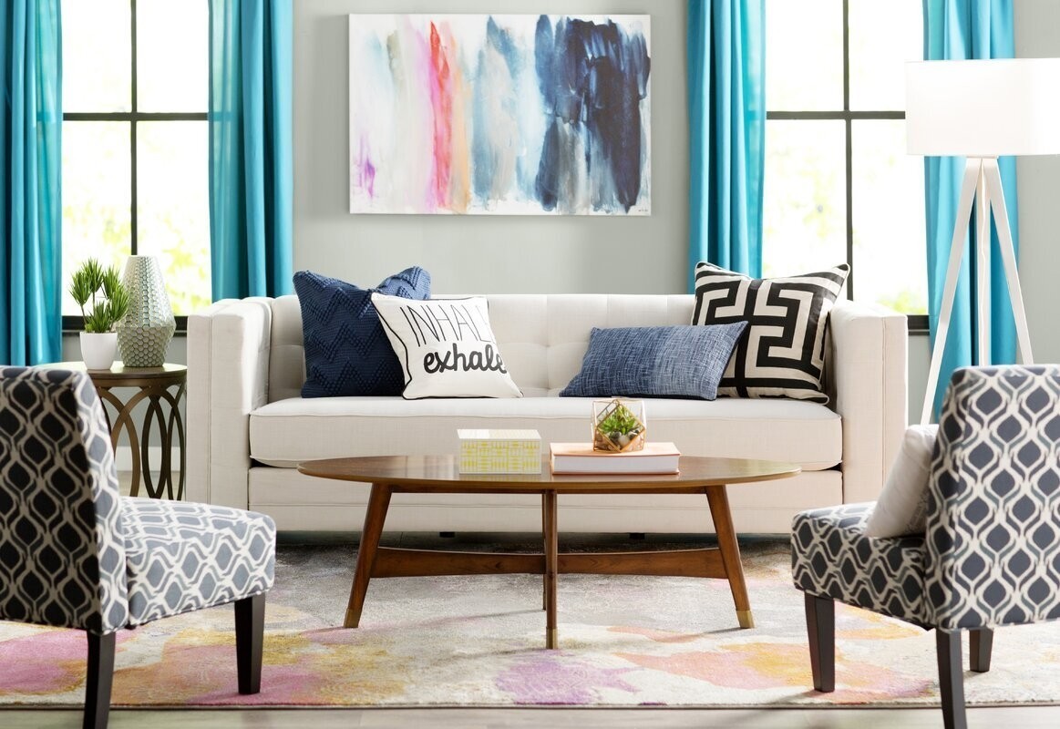 Living Room in Turquoise and Black Details
