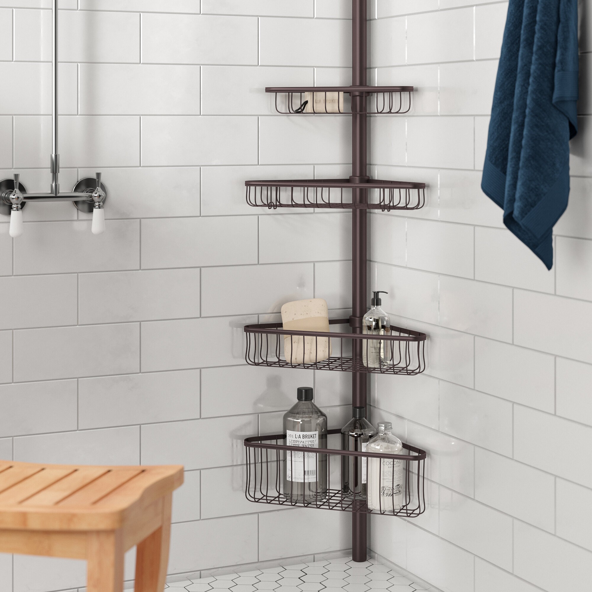 Long Bronze Industrial Shower Basket