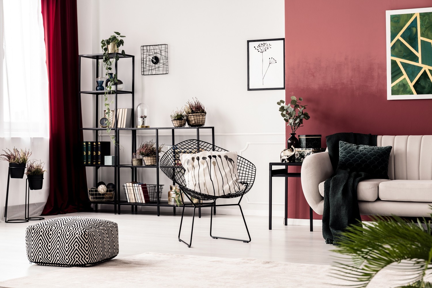 Maroon and Black Room Details