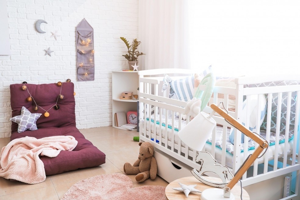 Maroon and White Comfort Baby Room