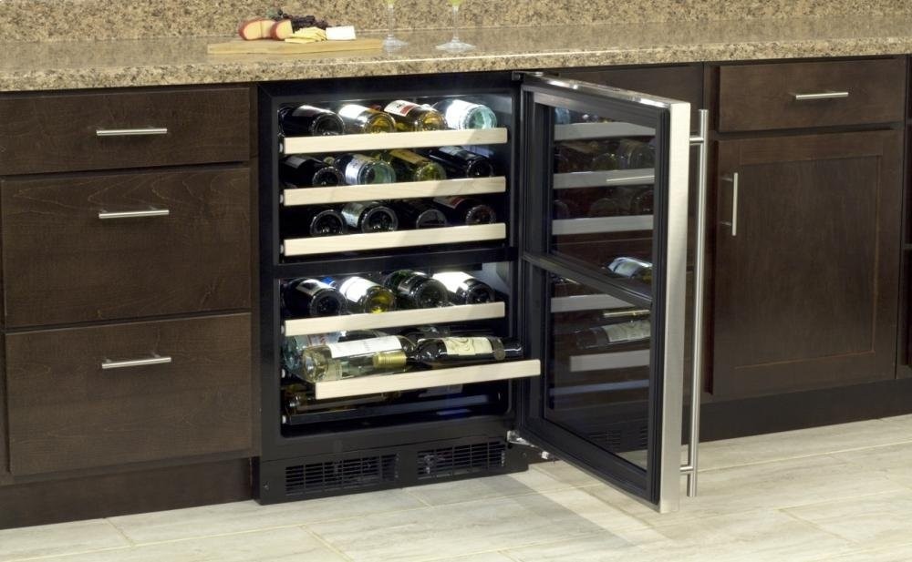 Marvel ML24WDF3LP High Efficiency Dual Zone Wine Cellar, 24", Black