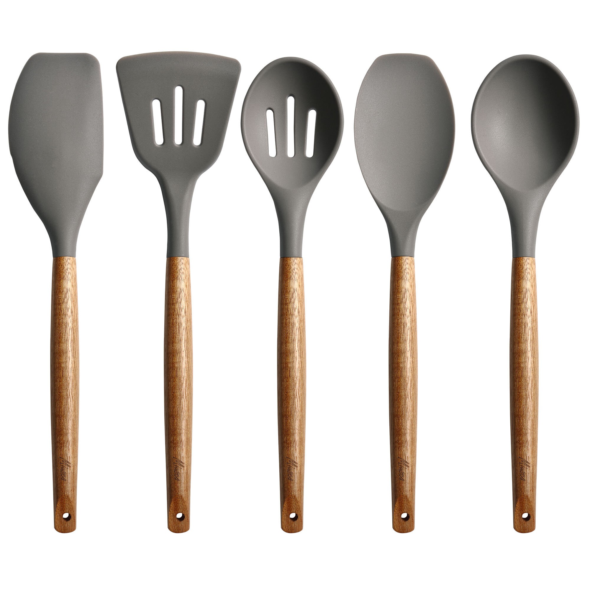 Miusco 5 Piece Non-Stick Silicone Assorted Kitchen Utensil Set