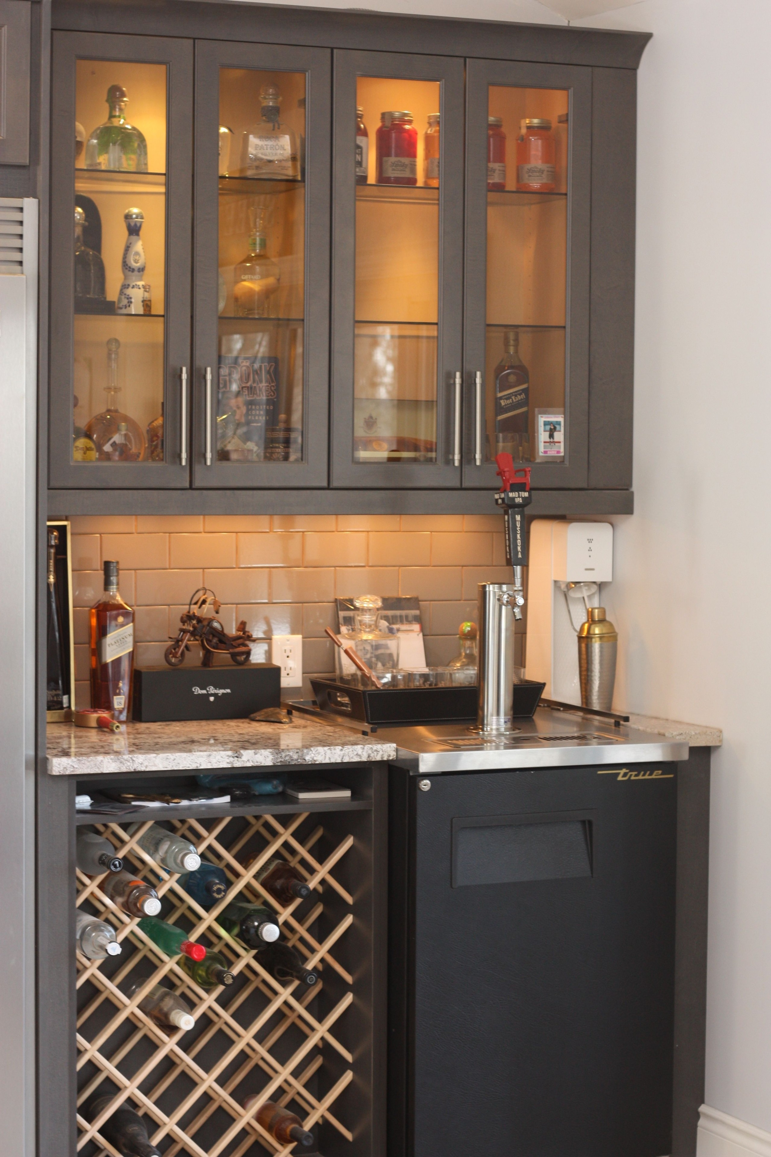 Modern Built-In Wine Rack and Kegerator Bar