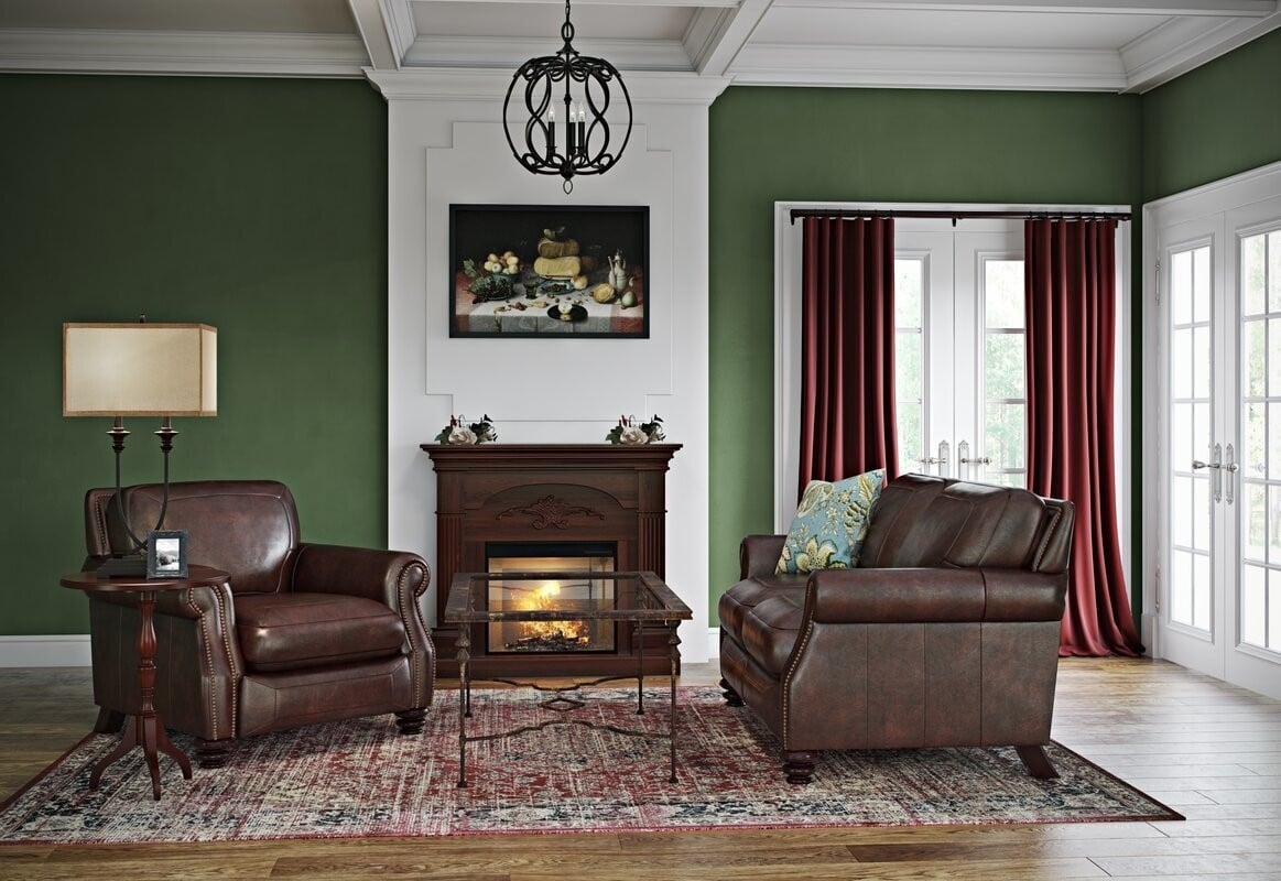 Olive Green and Brown Living Room Idea