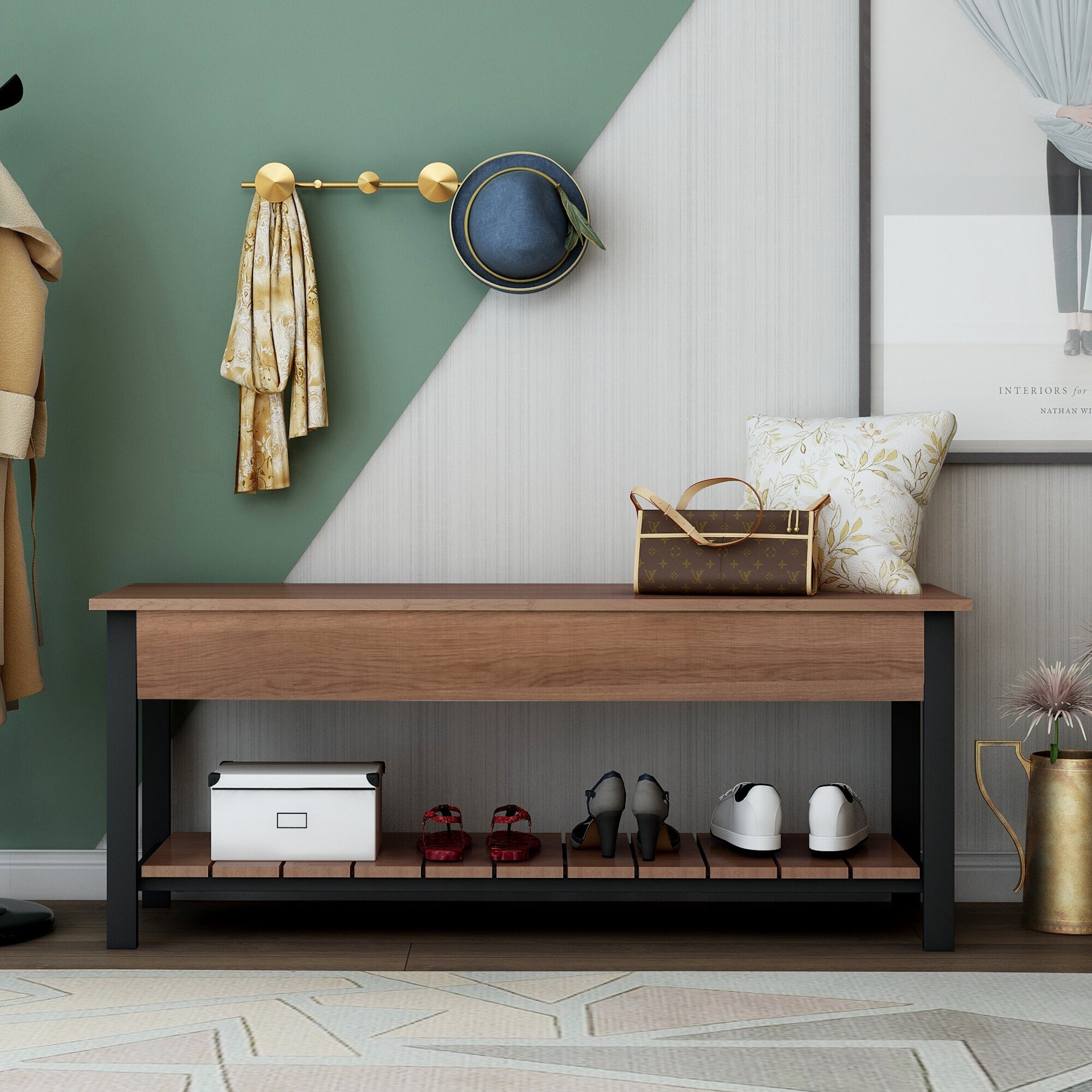 Open Shoe Storage Bench And Cabinet