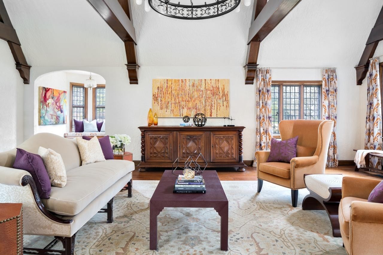 Orange and Purple Living Room Design