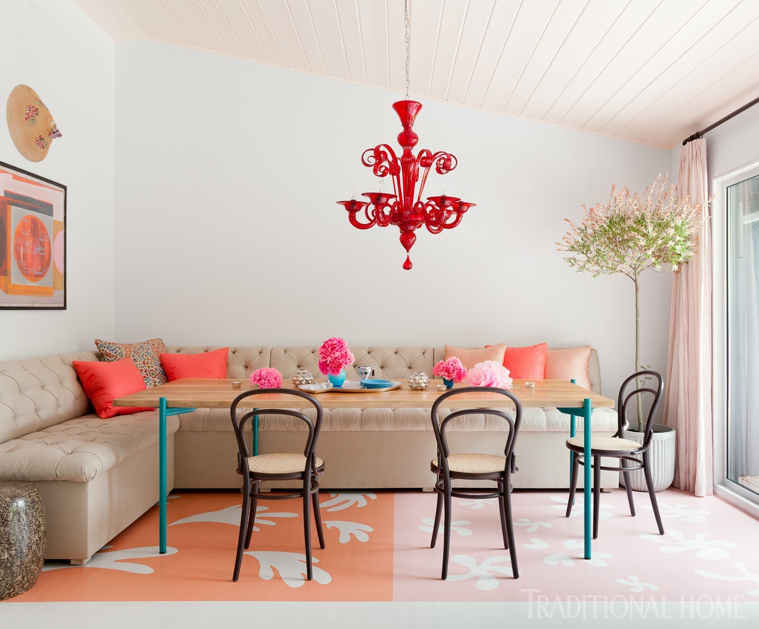 Pink and Red Dining Room Details