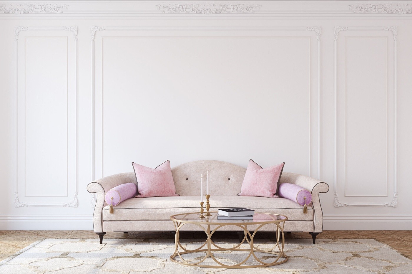 Pink Pillows On The Sofa