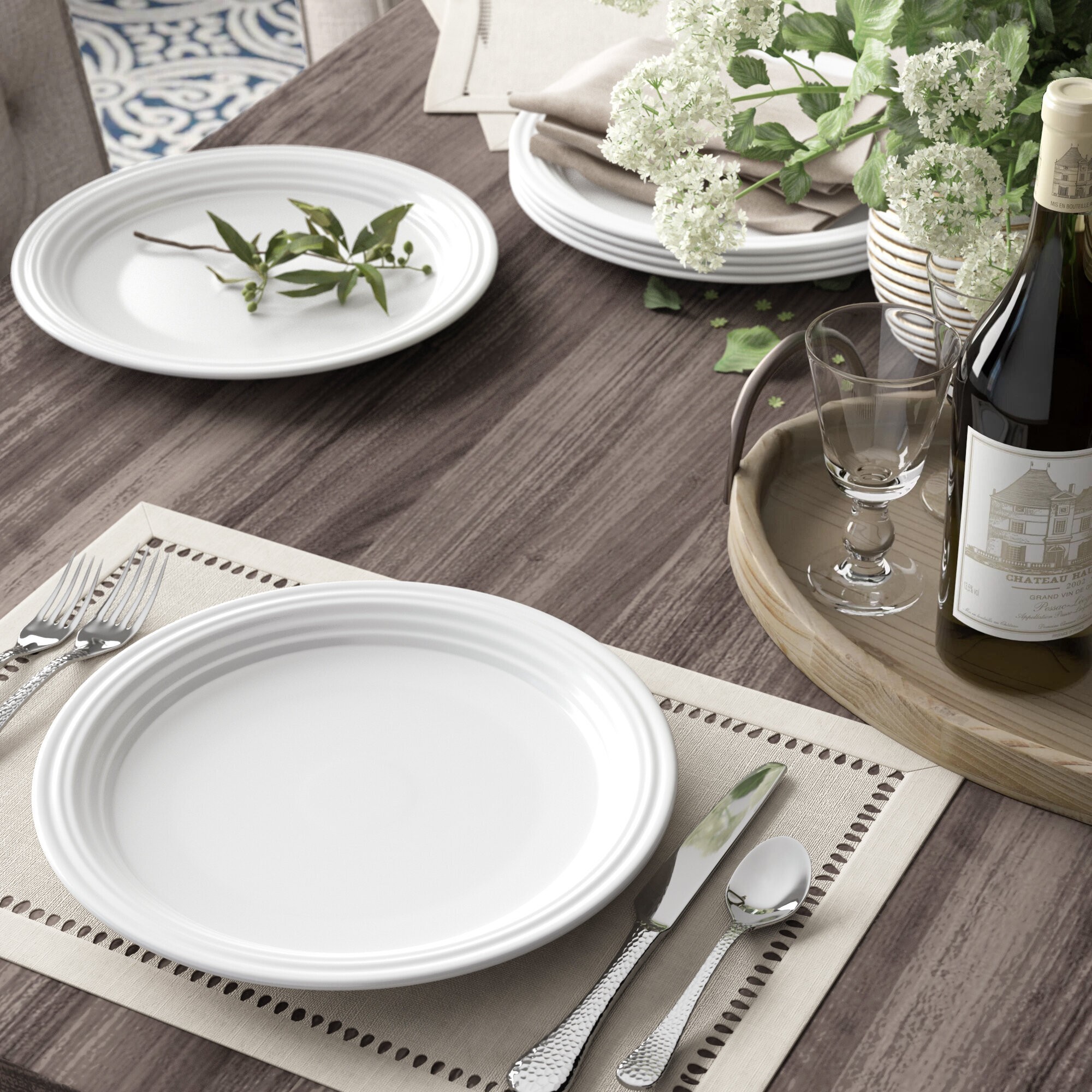 Porcelain China Dinner Plate in White