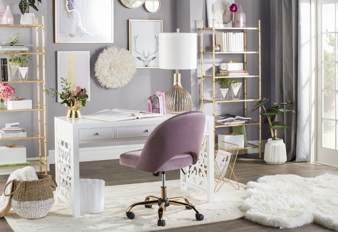 Purple and Gold Luxury Office Room